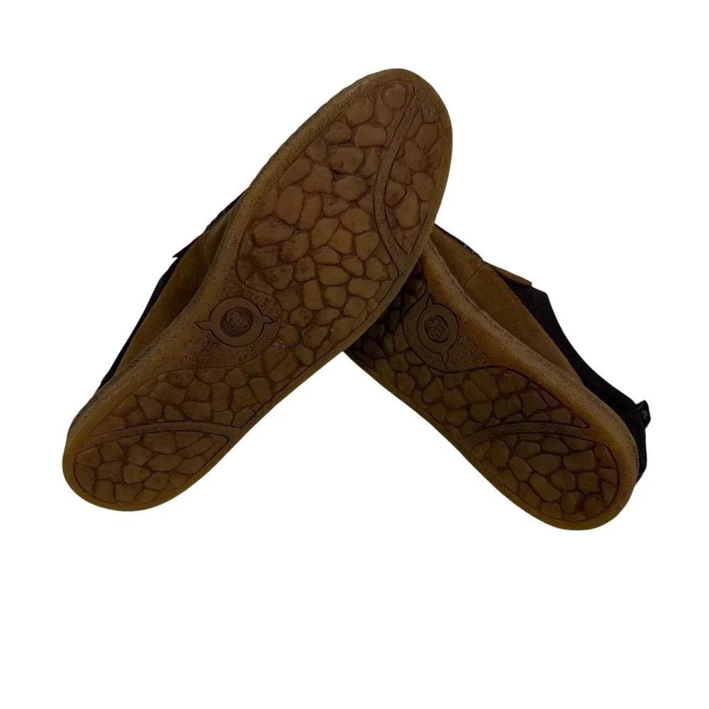Born Mens Brown Leather Fabric Slip On Loafers H69006 Handcrafted Shoes Size 13M